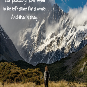 Woman Walking to Mountain-Dog Inside