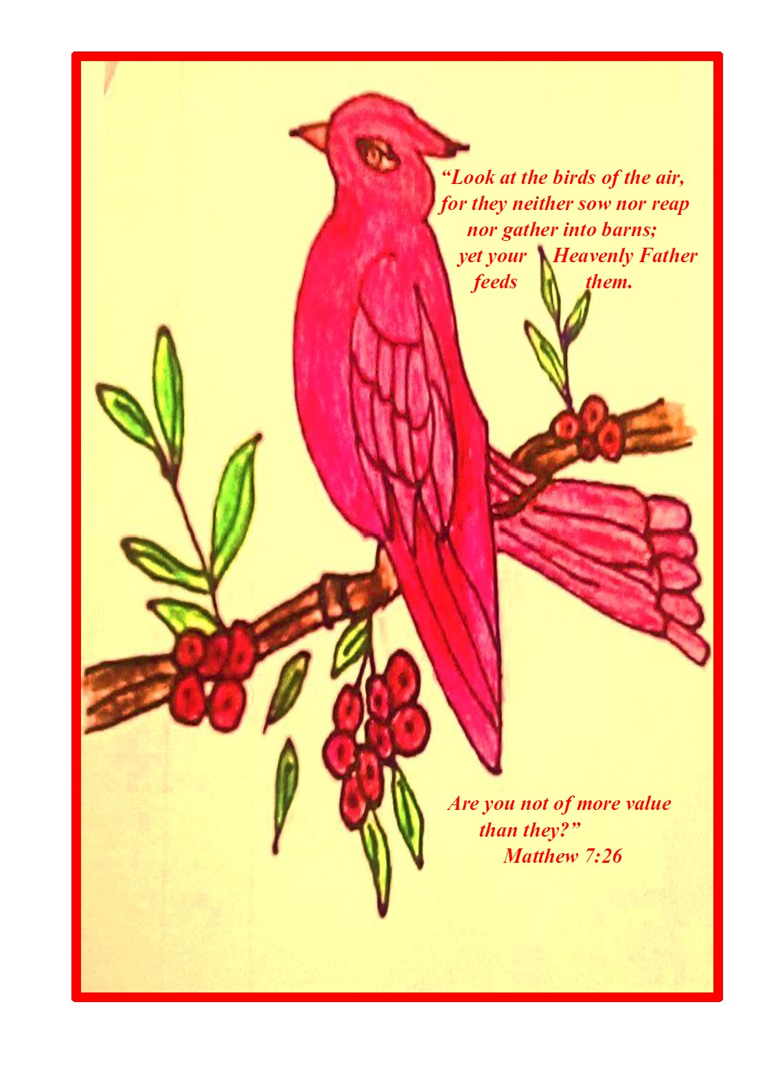 Peggy's Cardinal, Mt. 7:26