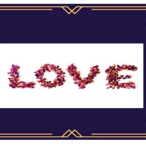 Love-Gold & Dark Blue Border