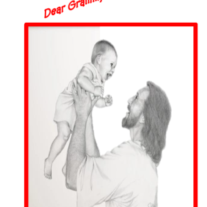 Jesus Holding Laughing Baby-Grammy & Grampy, Red